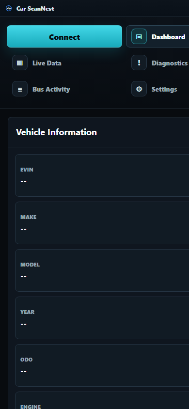 PlugDiag mobile application dashboard